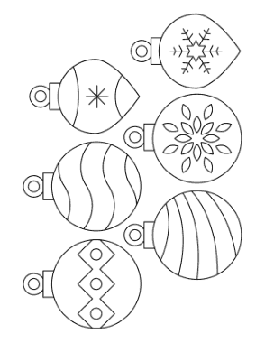 Christmas Ornaments Simple Patterned Set Of P2 Coloring Template