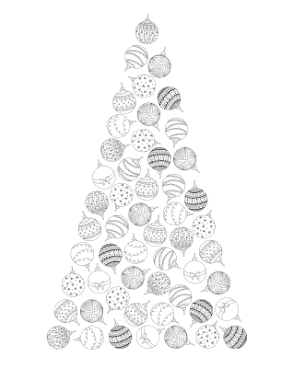 Christmas Tree Made Of Baubles Coloring Template