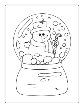Snowman Snowglobe Candy Cane Coloring Template