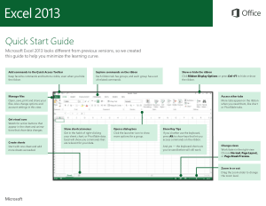 Excel 2013 Quick Start Guide