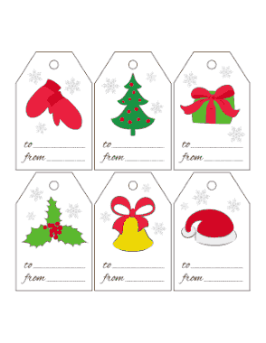 Christmas Tags Clipart Mittens Santa Hat Tree Gift Holly Bell Coloring Template