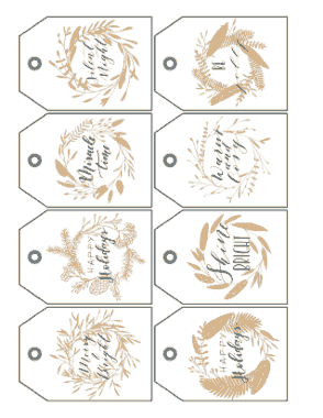 Christmas Tags Gold Black Wreaths Sentiments Coloring Template