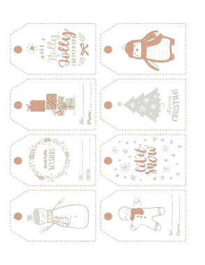 Christmas Tags Gold Pastel Snowman Gingerbread Holly Jolly Gifts Penguin Tree Coloring Template