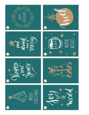 Christmas Tags Green Gold White Tree Wreath Cocoa Ornaments Gifts Sentiments Coloring Template