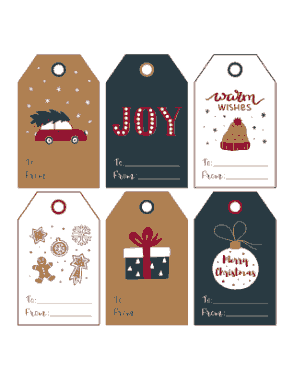 Christmas Tags Navy Red White Gingerbread Car Tree Gift Hat Bauble Joy Coloring Template