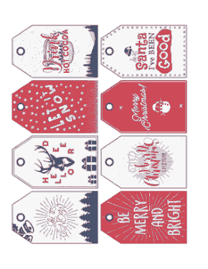 Christmas Tags Red Blue Deer Snow Cocoa Santa Snowman Sentiments Coloring Template