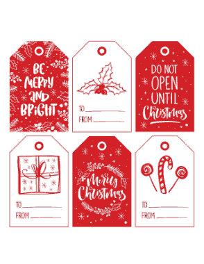 Christmas Tags Red White Merry Bright Do Not Open Until Xmas Coloring Template