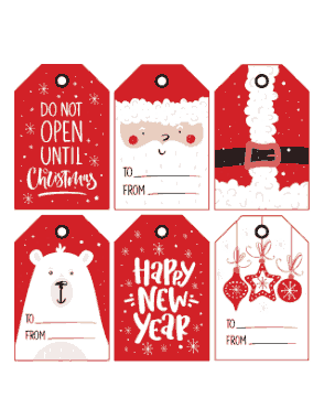 Christmas Tags Red White Santa Coloring Template