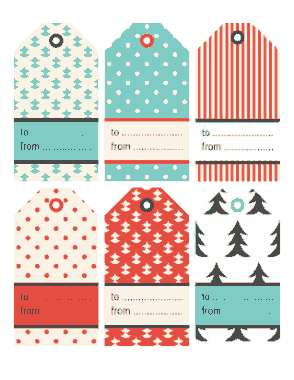 Christmas Tags Scandi Dots Trees Coloring Template