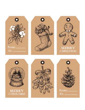 Christmas Tags Sketch Pine Cone Snowglobe Mistletoe Gingerbread Stocking Coloring Template