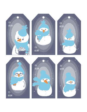 Christmas Tags Snowmen Coloring Template