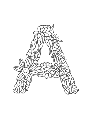 Flower Letter A Coloring Template