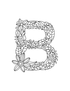 Free Download PDF Books, Flower Letter B Coloring Template