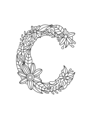 Free Download PDF Books, Flower Letter C Coloring Template