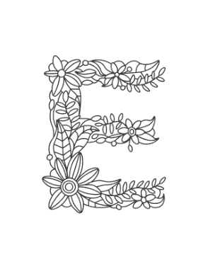 Flower Letter E Coloring Template