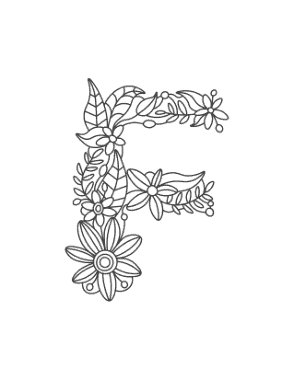Flower Letter F Coloring Template