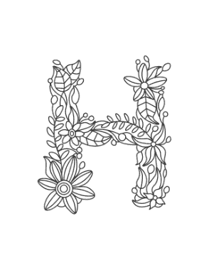 Flower Letter H Coloring Template