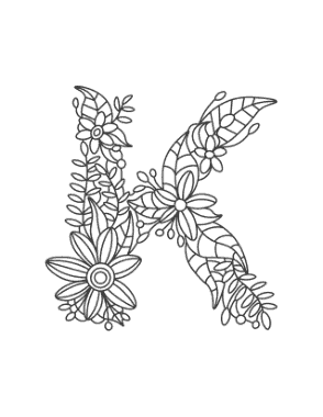 Free Download PDF Books, Flower Letter K Coloring Template