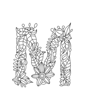 Flower Letter M Coloring Template