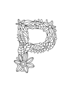 Flower Letter P Coloring Template