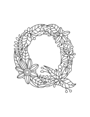 Flower Letter Q Coloring Template