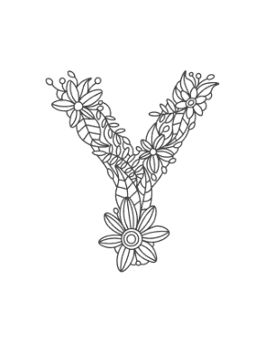 Flower Letter Y Coloring Template