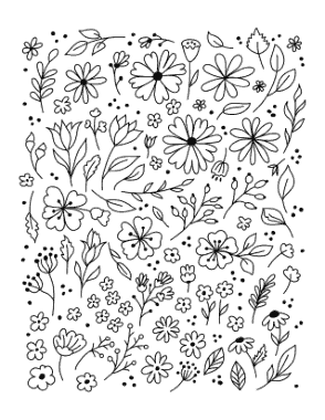 Cute Flower Doodle Coloring Template