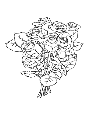 Flower Bunch of Roses Coloring Template