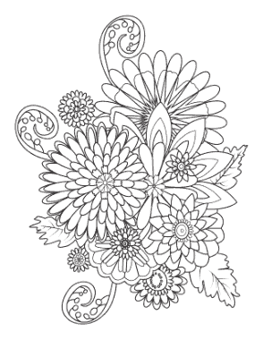 Free Download PDF Books, Flower Doodle For Adults Coloring Template