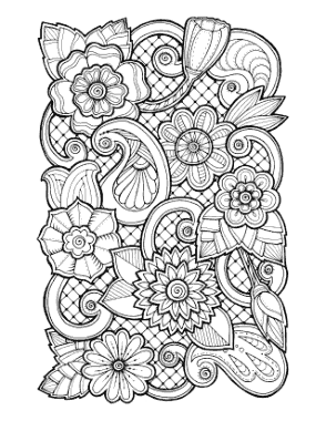 Flower Doodle To Color 3 Coloring Template