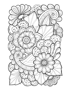 Flower Doodle To Color 4 Coloring Template