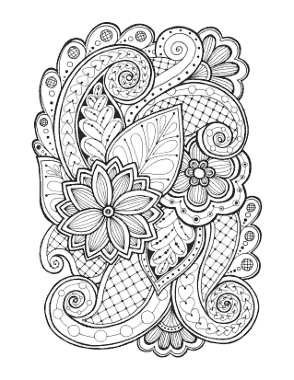 Flower Doodle To Color 5 Coloring Template