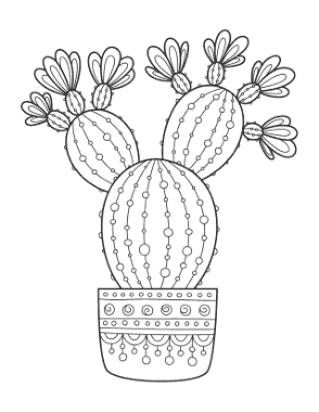 Flower Flowering Cactus Coloring Template