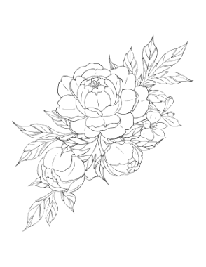Flower Peony Botanical Coloring Template