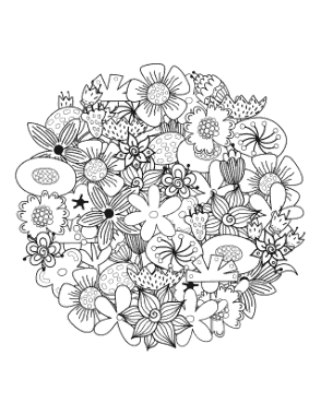 Flower Round Intricate Flower Doodle Coloring Template