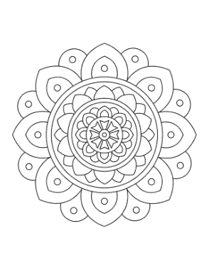 Flower Simple Layered Flower Mandala Coloring Template