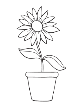 Flower Single Flower In Pot Coloring Template