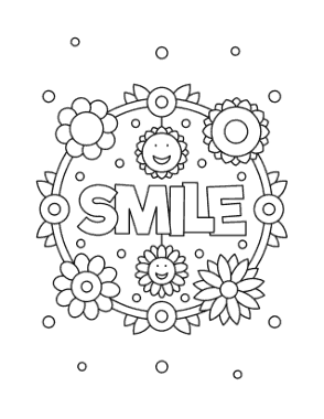 Flower Smile Flower Wreath For Kids Coloring Template