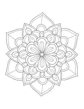 Flower Symmetrical Layered Flower Doodle Coloring Template
