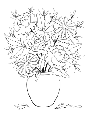 Flower Vase of Flowers 2 Coloring Template