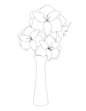 Flower Vase of Lilies Outline Coloring Template