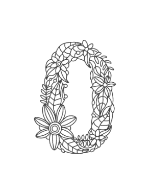Flower Number 0 Coloring Template