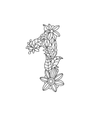 Flower Number 1 Coloring Template