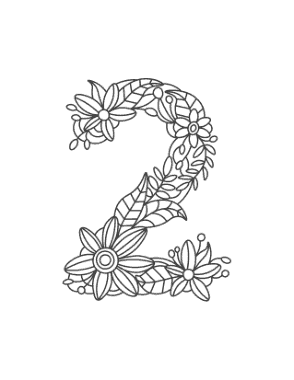 Flower Number 2 Coloring Template