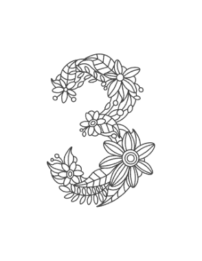 Flower Number 3 Coloring Template