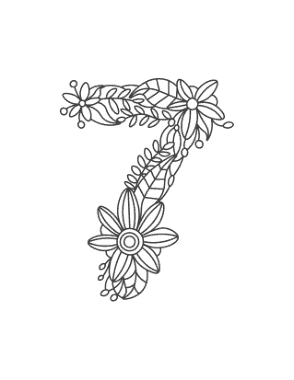 Flower Number 7 Coloring Template