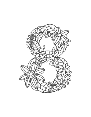 Flower Number 8 Coloring Template