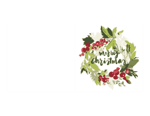 Christmas Cards Berries Wreath Merry Coloring Template