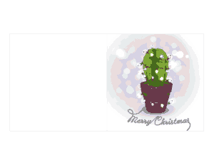 Christmas Cards Cactus Tree Lights Coloring Template