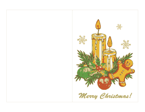 Christmas Cards Candles Gingerbread Bauble Merry Coloring Template